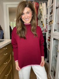The Fine Line Sweater in Burgundy
