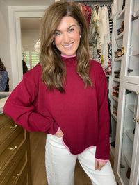 The Fine Line Sweater in Burgundy