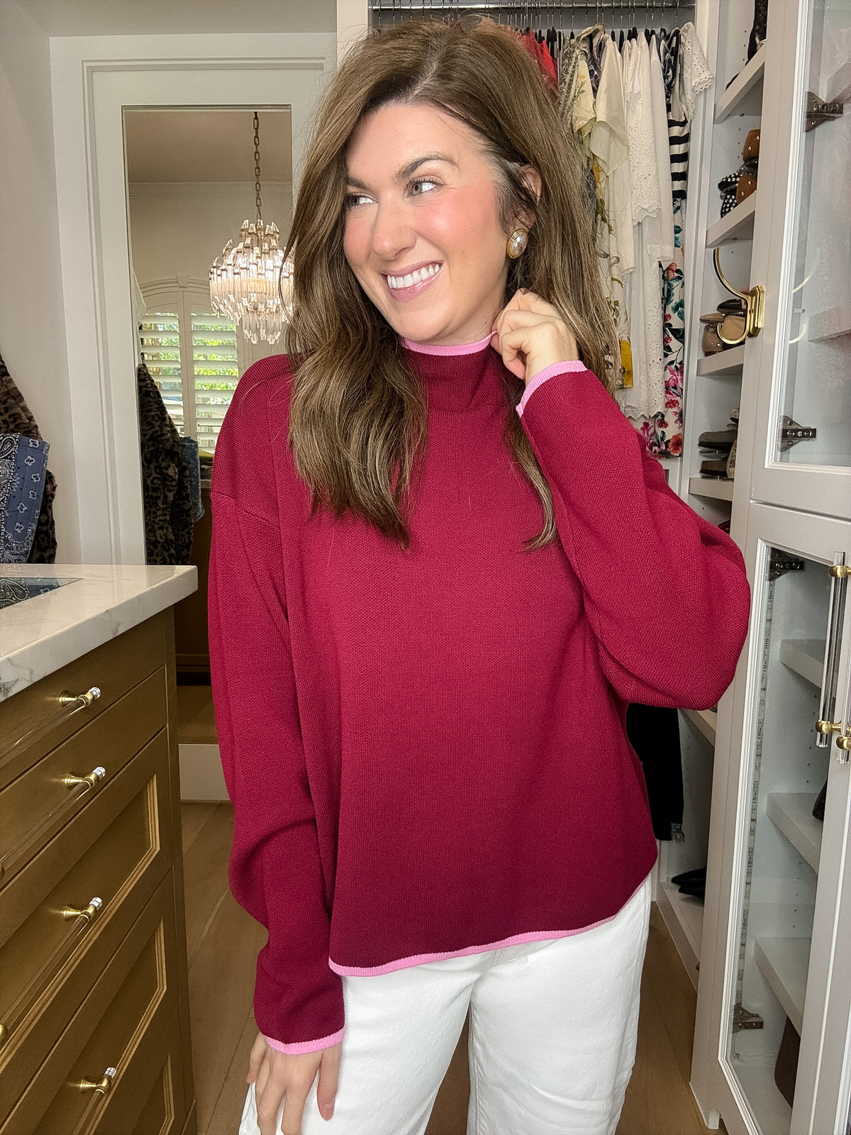 The Fine Line Sweater in Burgundy