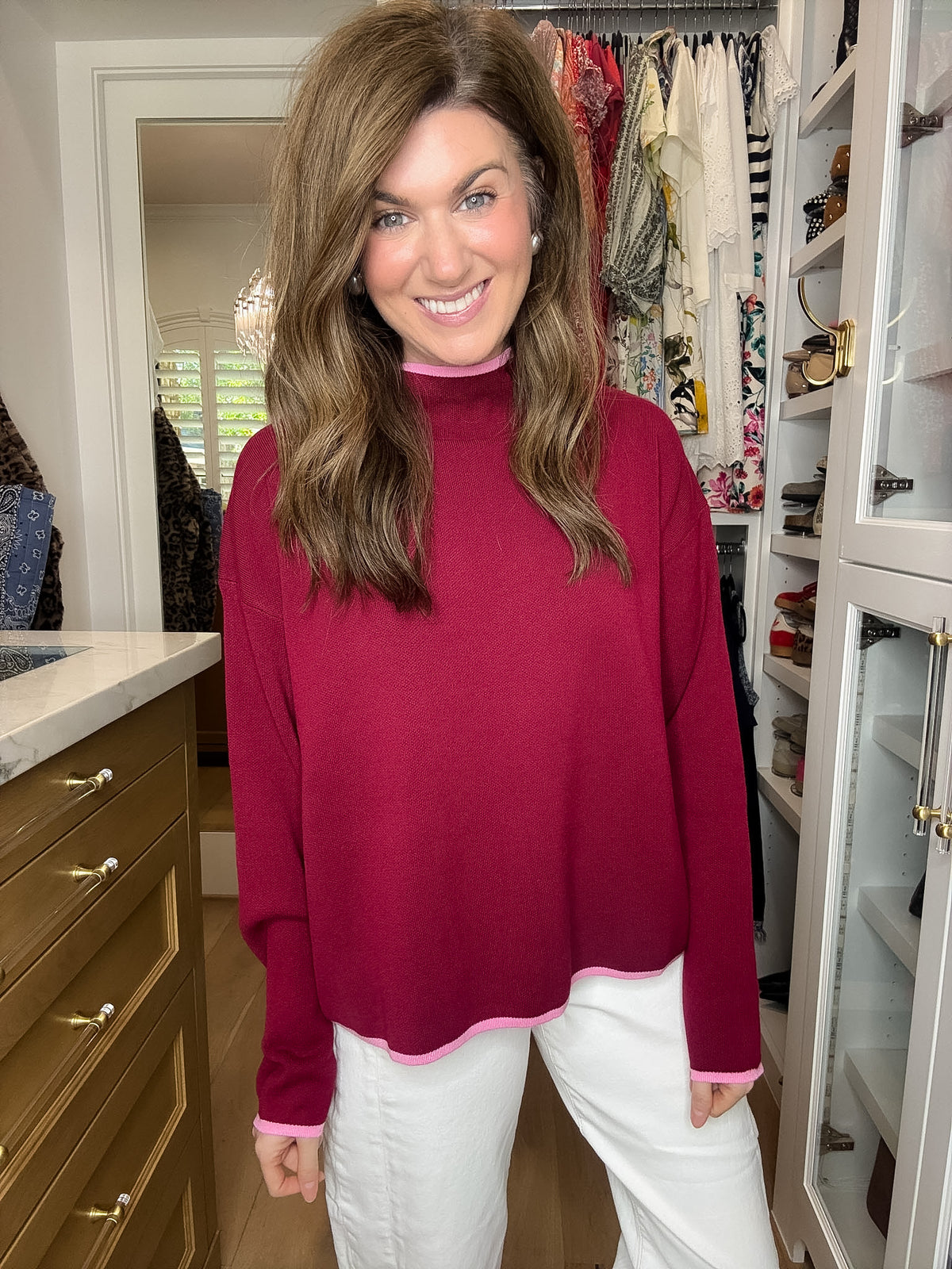 The Fine Line Sweater in Burgundy