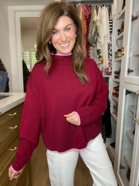 The Fine Line Sweater in Burgundy