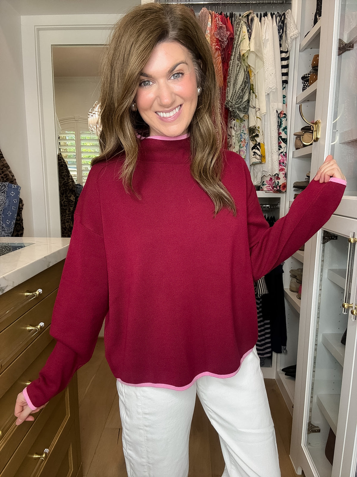 The Fine Line Sweater in Burgundy