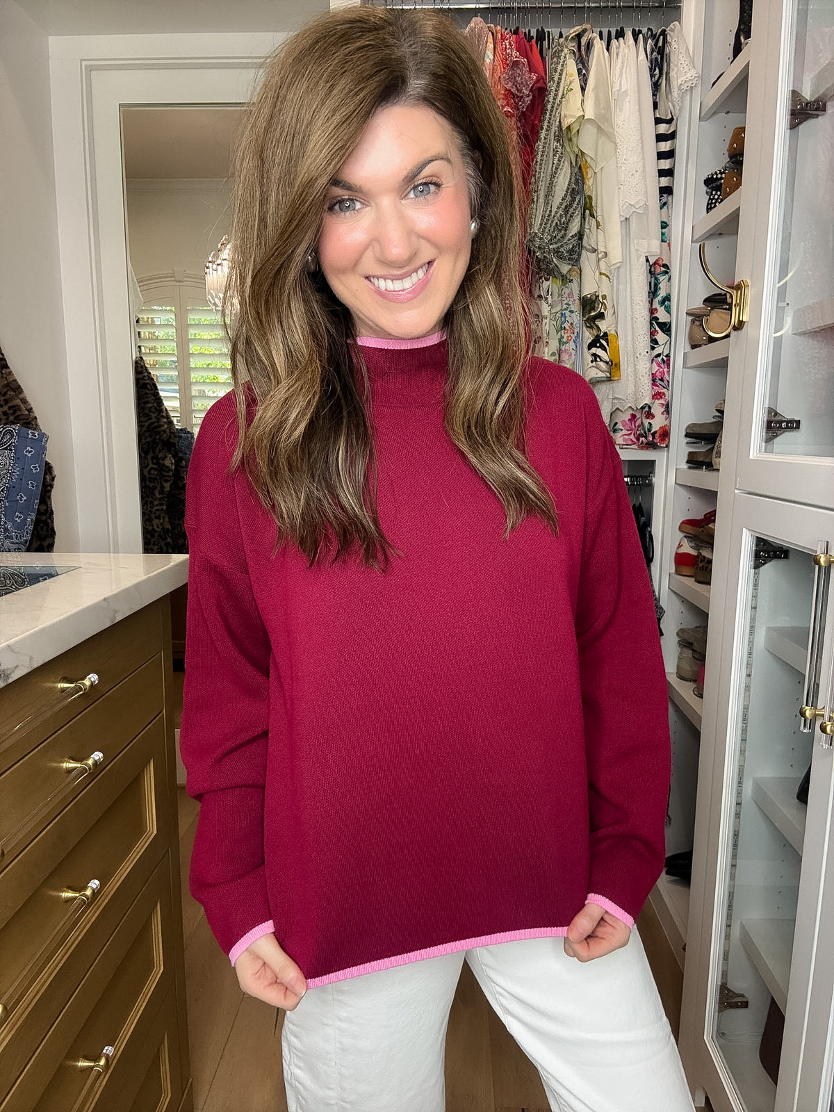 The Fine Line Sweater in Burgundy