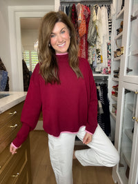 The Fine Line Sweater in Burgundy