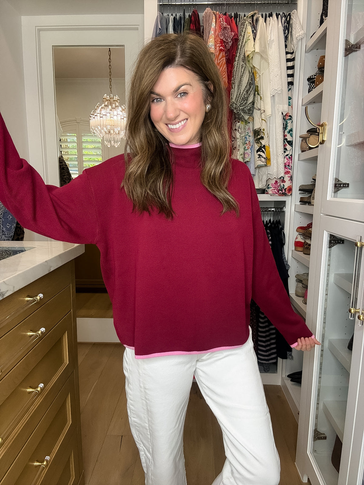 The Fine Line Sweater in Burgundy