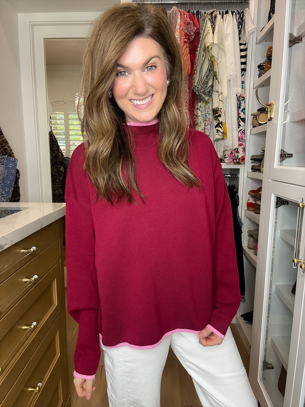 The Fine Line Sweater in Burgundy