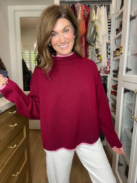 The Fine Line Sweater in Burgundy