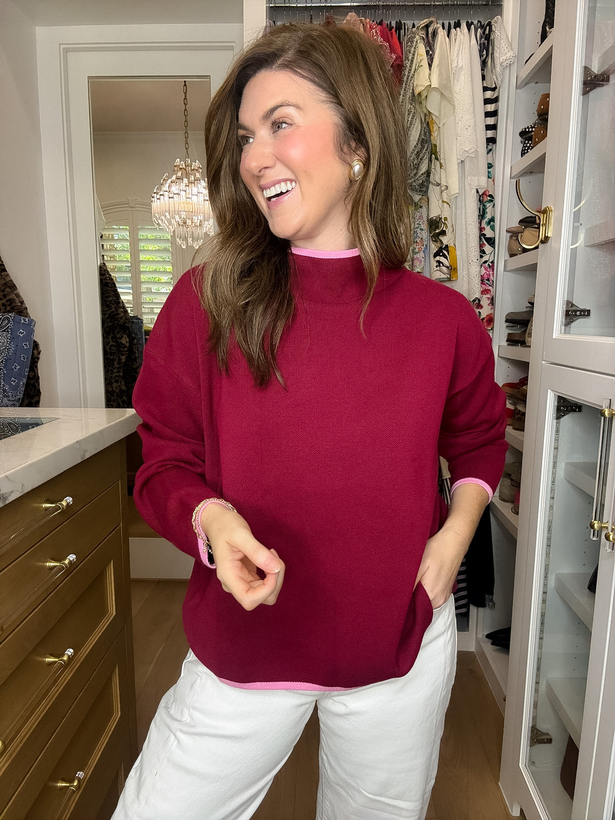 The Fine Line Sweater in Burgundy