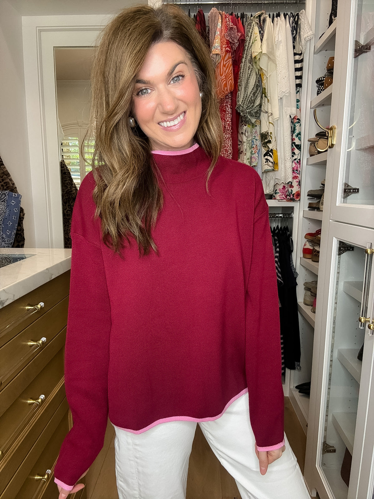 The Fine Line Sweater in Burgundy