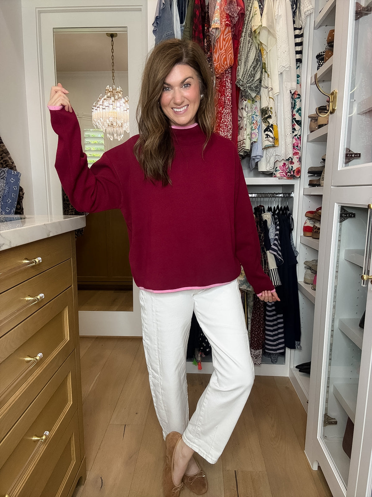 The Fine Line Sweater in Burgundy