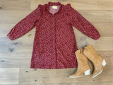 Fall Sunset Corduroy Dress in Cranberry