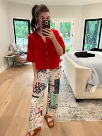 Coastal Quilt Wide Leg Cropped Jeans