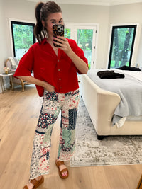 Coastal Quilt Wide Leg Cropped Jeans
