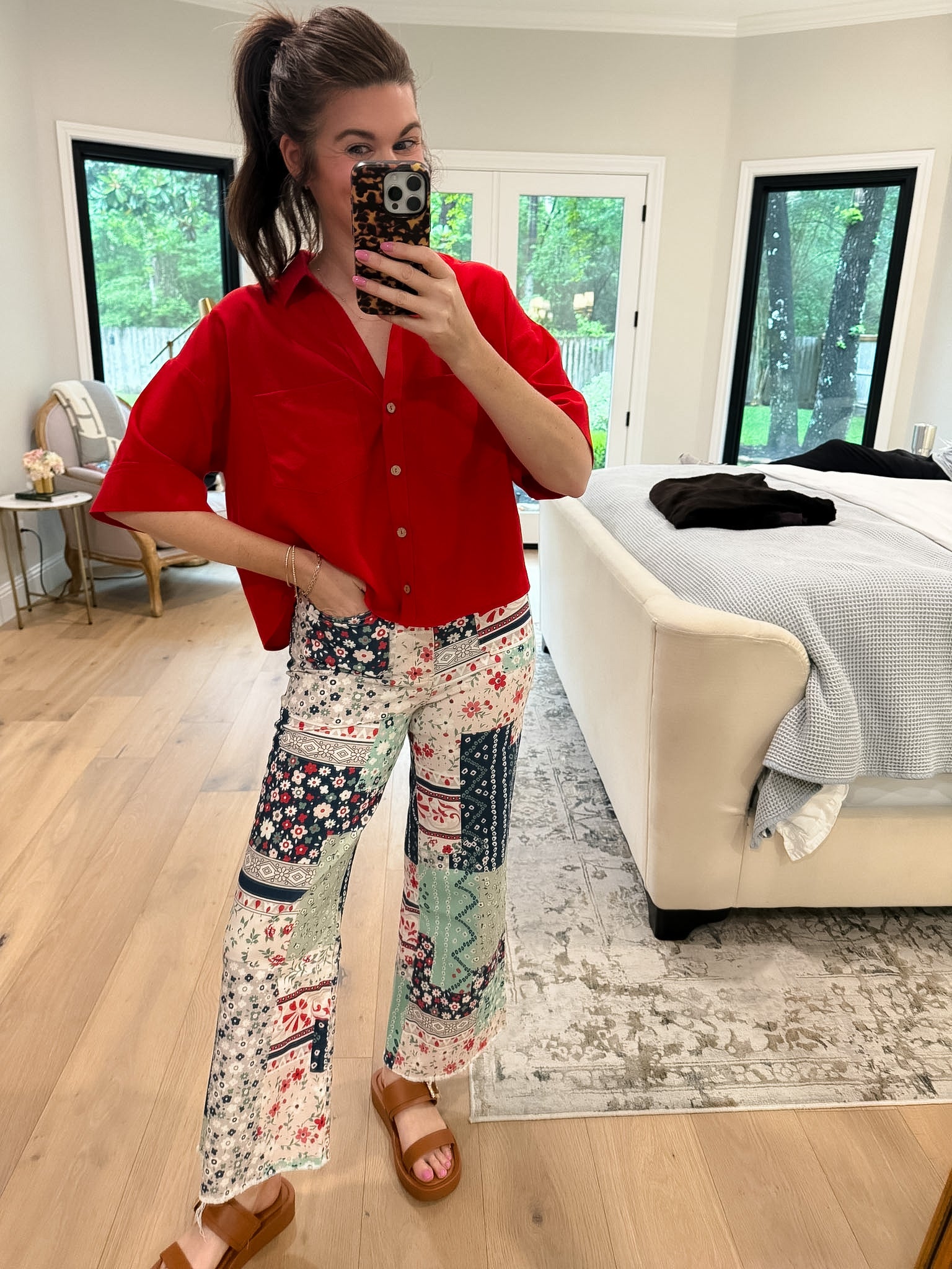 Coastal Quilt Wide Leg Cropped Jeans