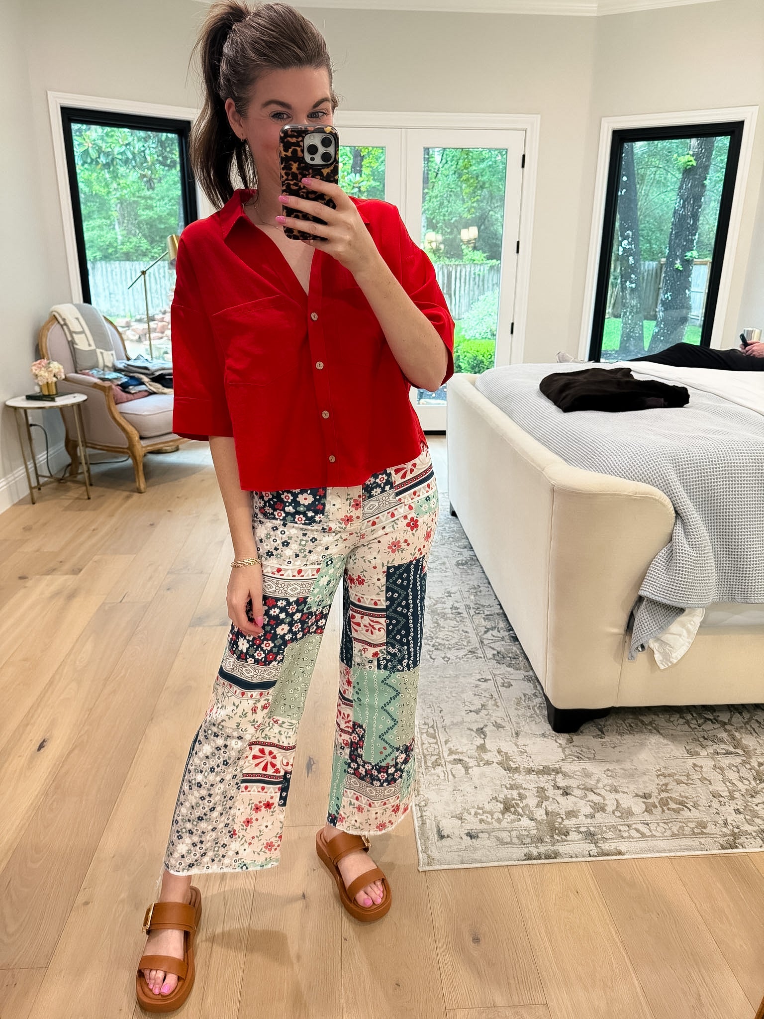 Coastal Quilt Wide Leg Cropped Jeans