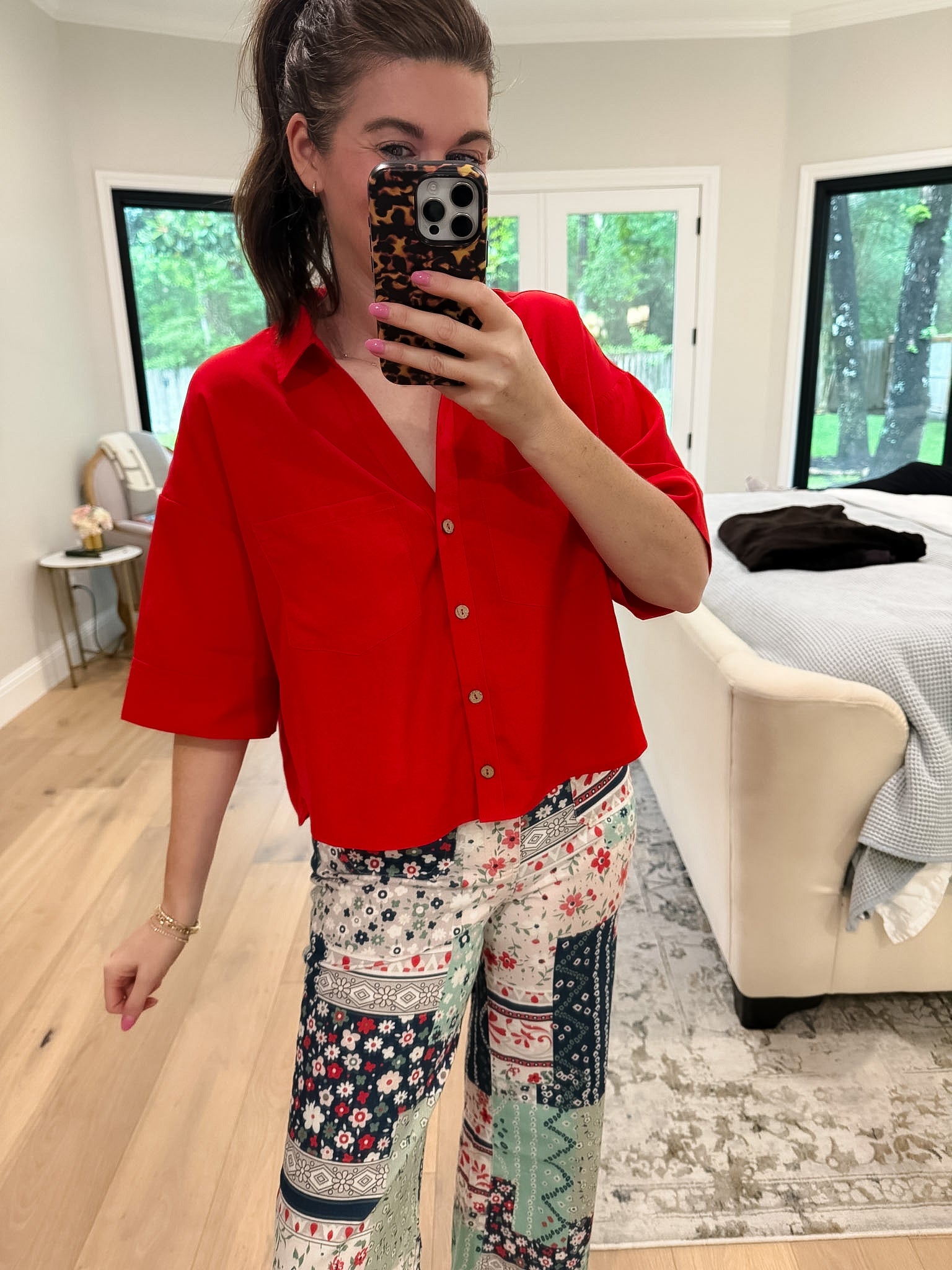 Catch the Sun Button Down in Red