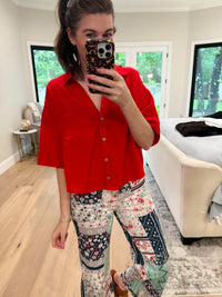 Catch the Sun Button Down in Red