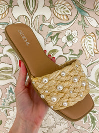 Engine Pearl Raffia Sandals
