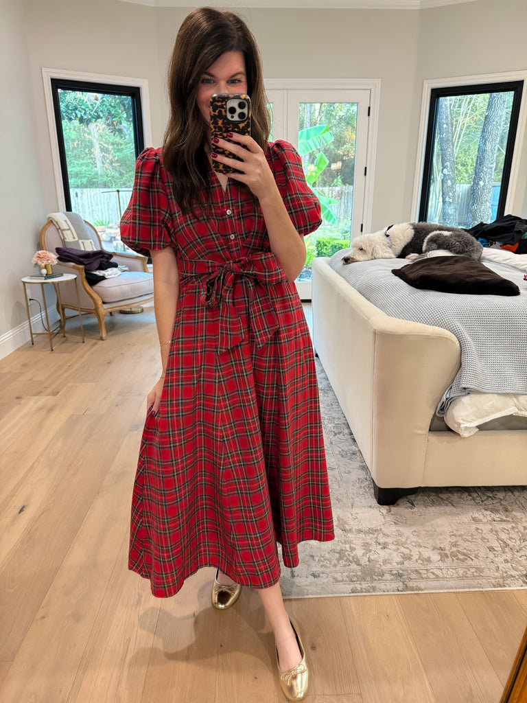 Maeve Plaid Midi Dress