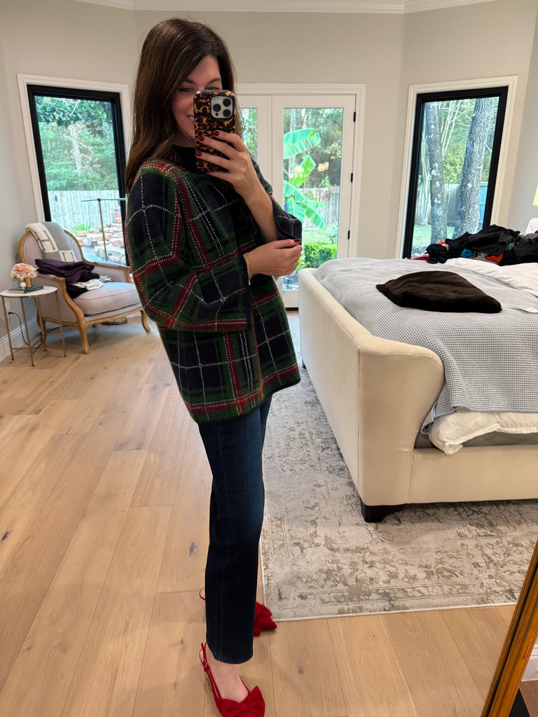 Tartan Cheer Mock Neck Sweater