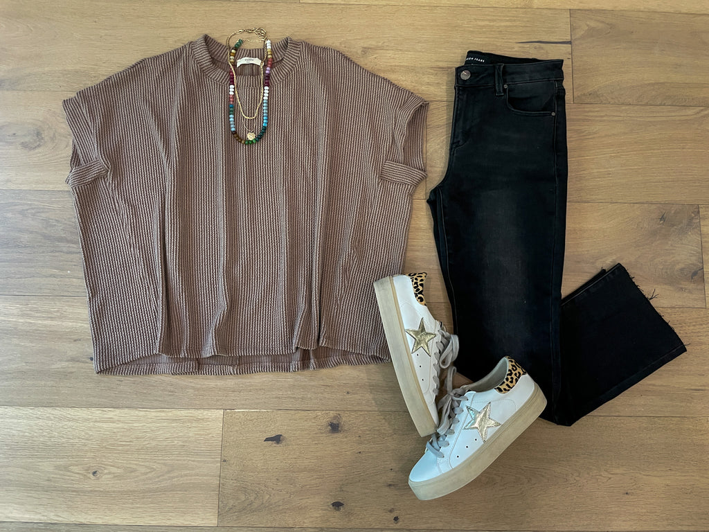 Starting Point Ribbed Tee in Acorn