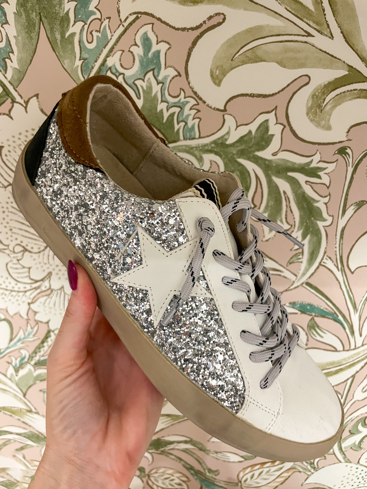 Shu Shop Paula Sneakers in Silver Sparkle