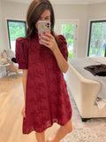 Fresh Take Floral Lace Dress in Burgundy