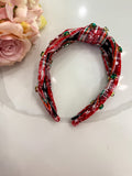 Holly Jolly Red and White Plaid Headband *Final Sale*