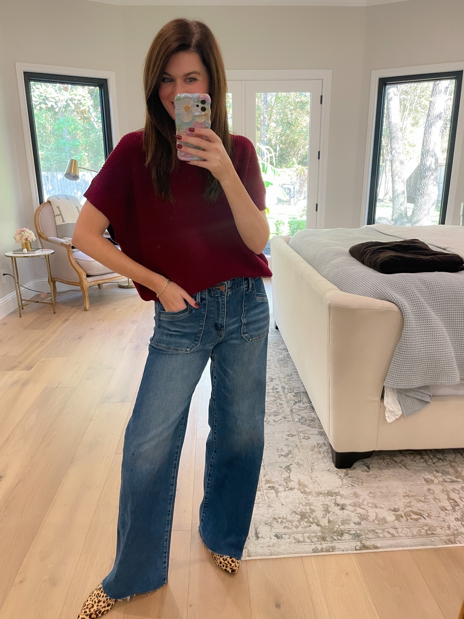 Risen Delaney Mid Rise Wide Leg Jeans