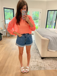 Drift Away Crochet Top in Hawaiian Coral