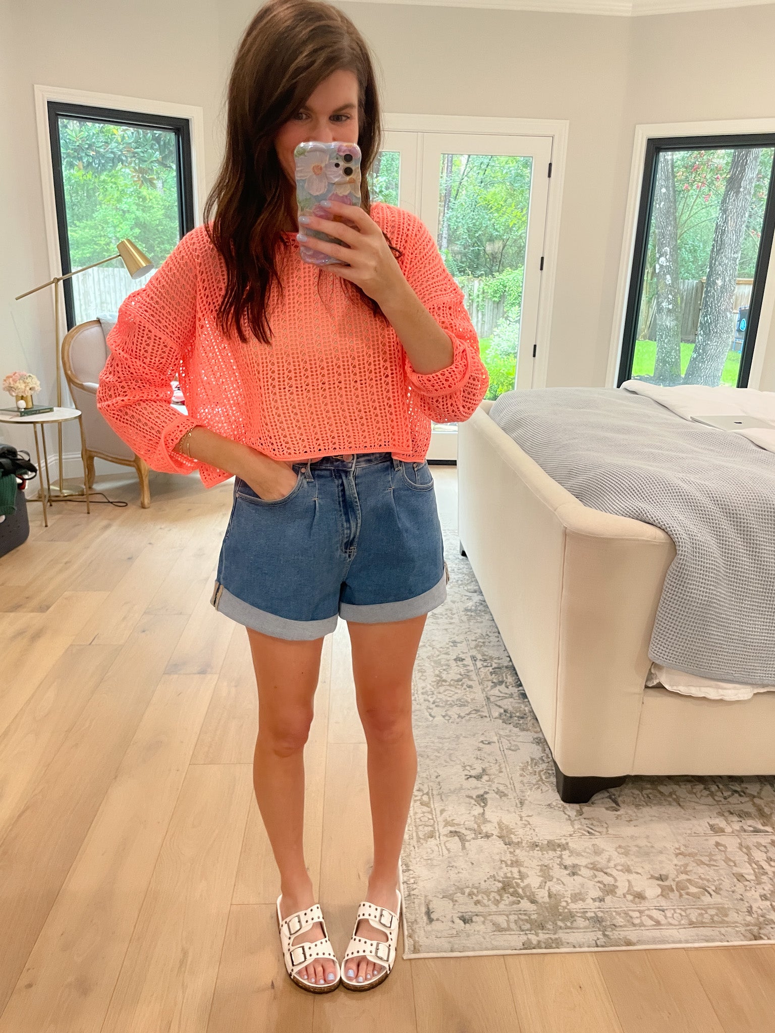 Drift Away Crochet Top in Hawaiian Coral