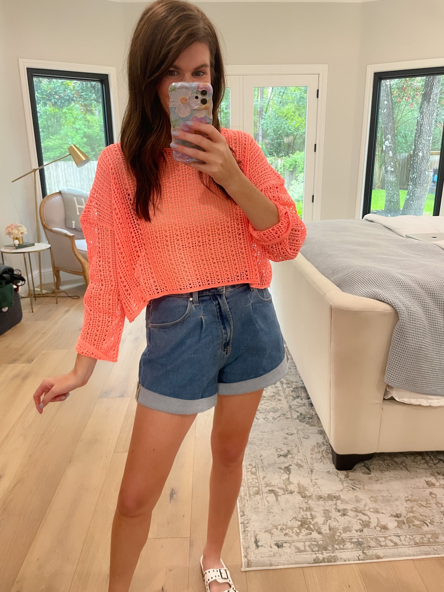 Drift Away Crochet Top in Hawaiian Coral