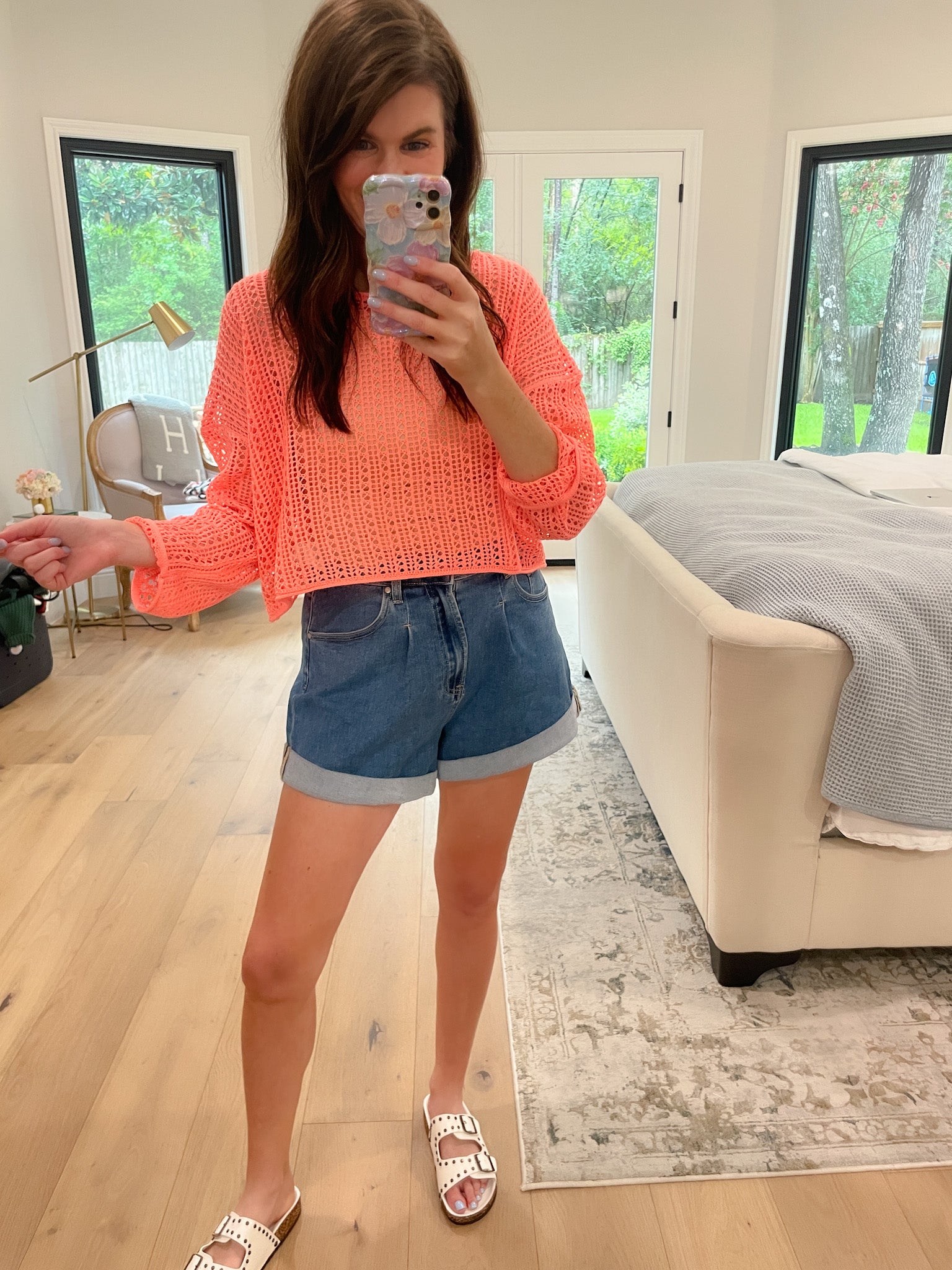 Drift Away Crochet Top in Hawaiian Coral