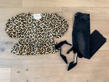 Wild as You Leopard Puff Sleeve Top in Ecru