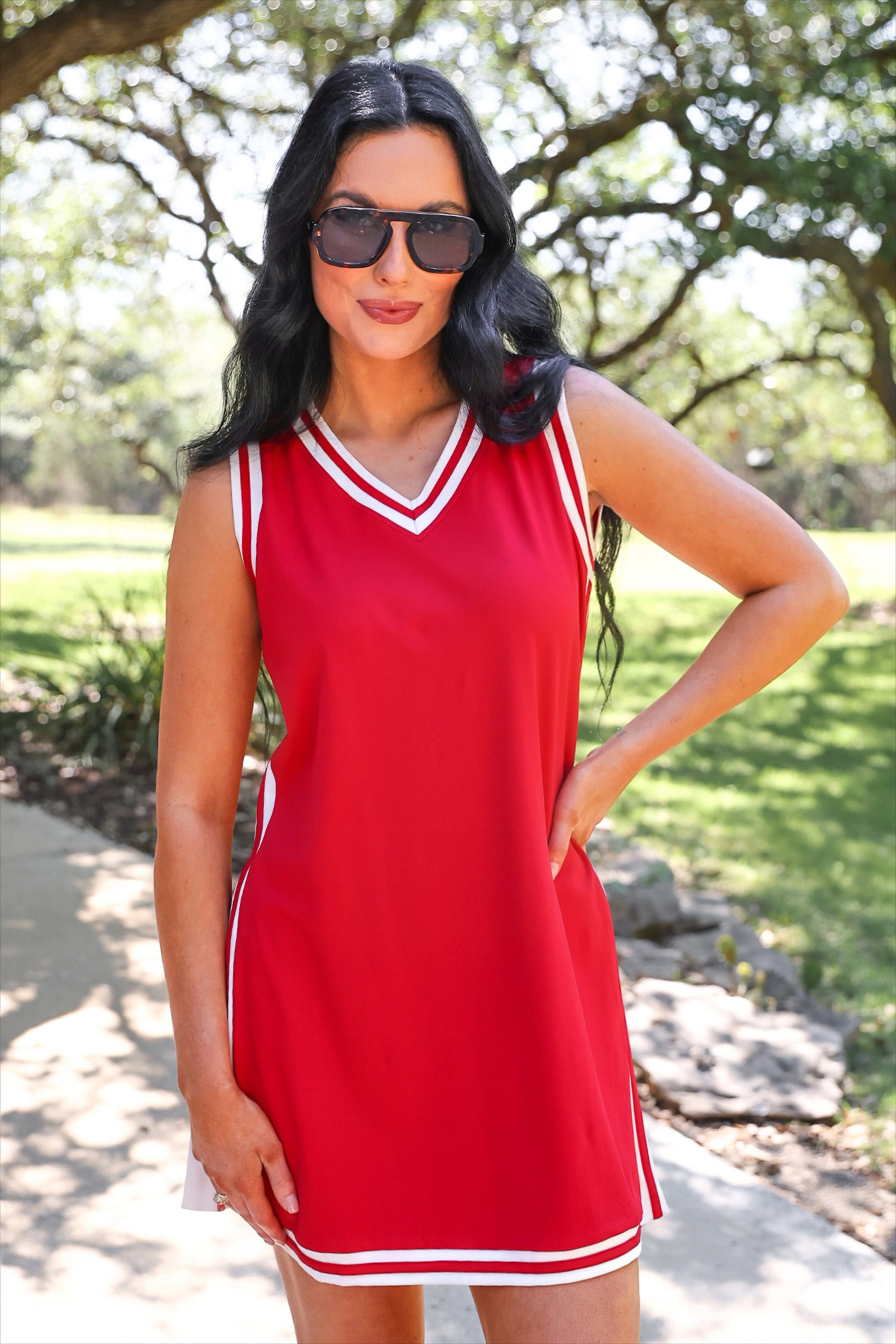 Sideline Tunic Biker Set in Red