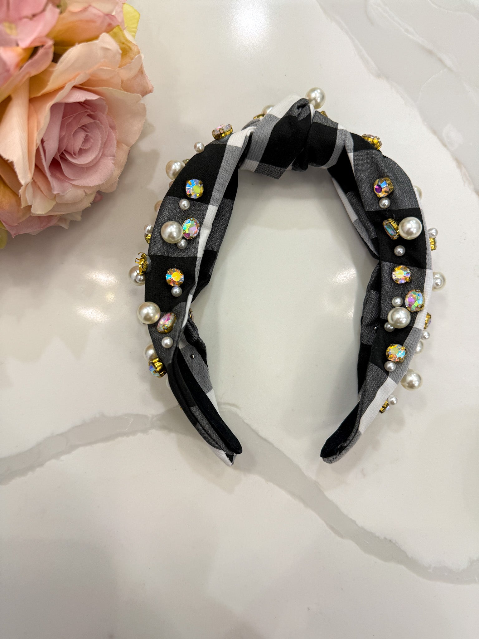 Black and White Gingham Headband *Final Sale*