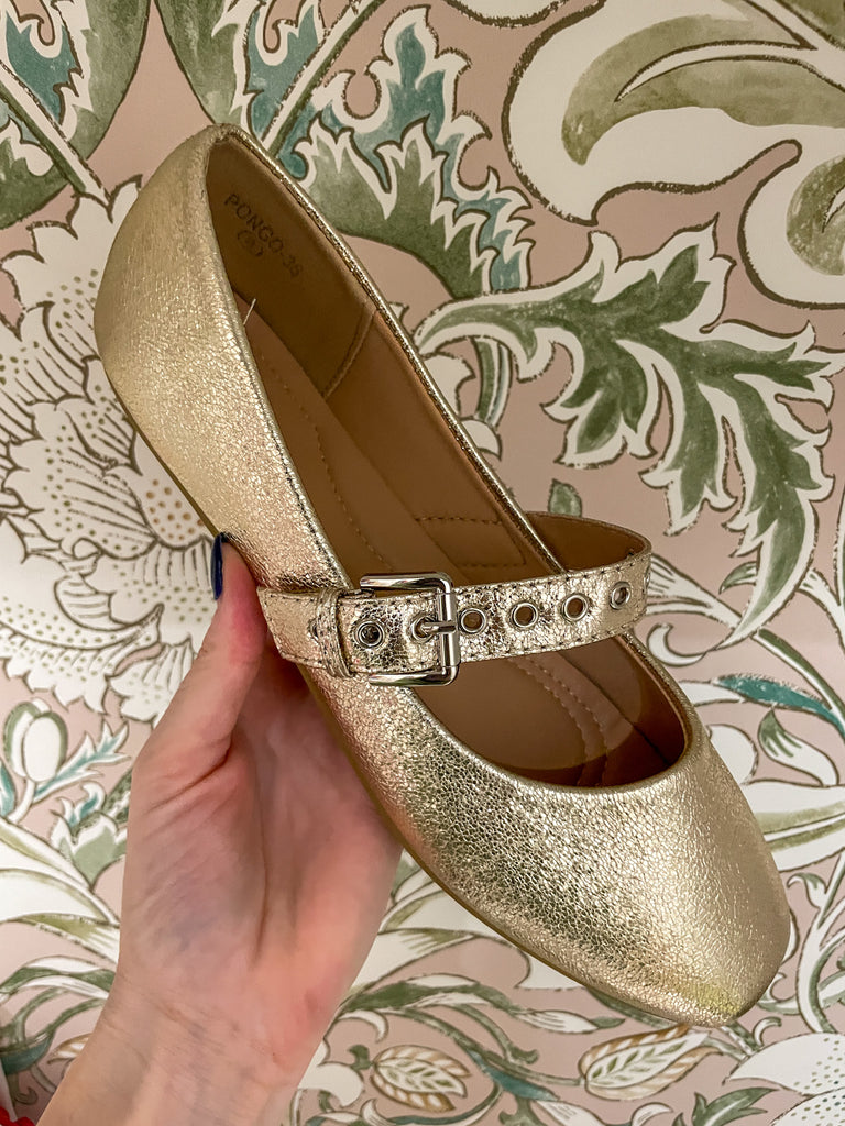 Pongo Gold Ballet Flats