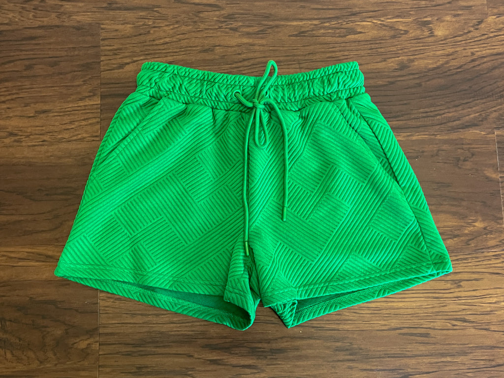 Call My Jet Textured Shorts in Green