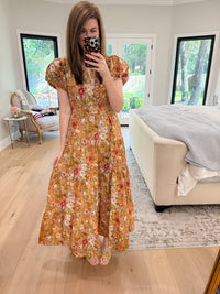 Chateau Bloom Dress in Terracotta