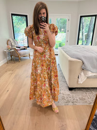 Chateau Bloom Dress in Terracotta
