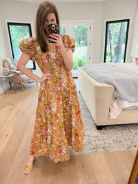Chateau Bloom Dress in Terracotta