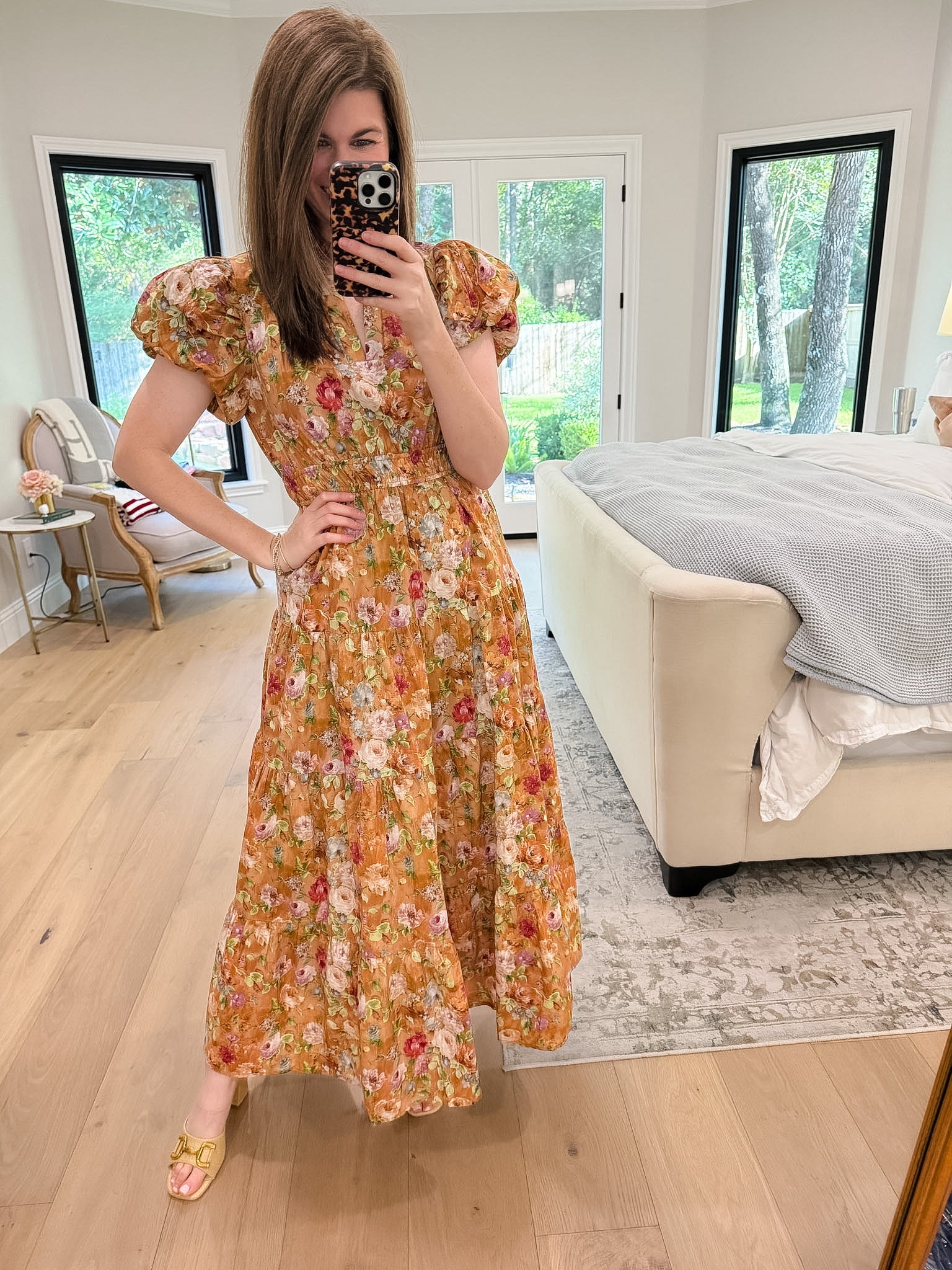 Chateau Bloom Dress in Terracotta