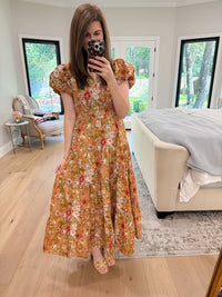 Chateau Bloom Dress in Terracotta