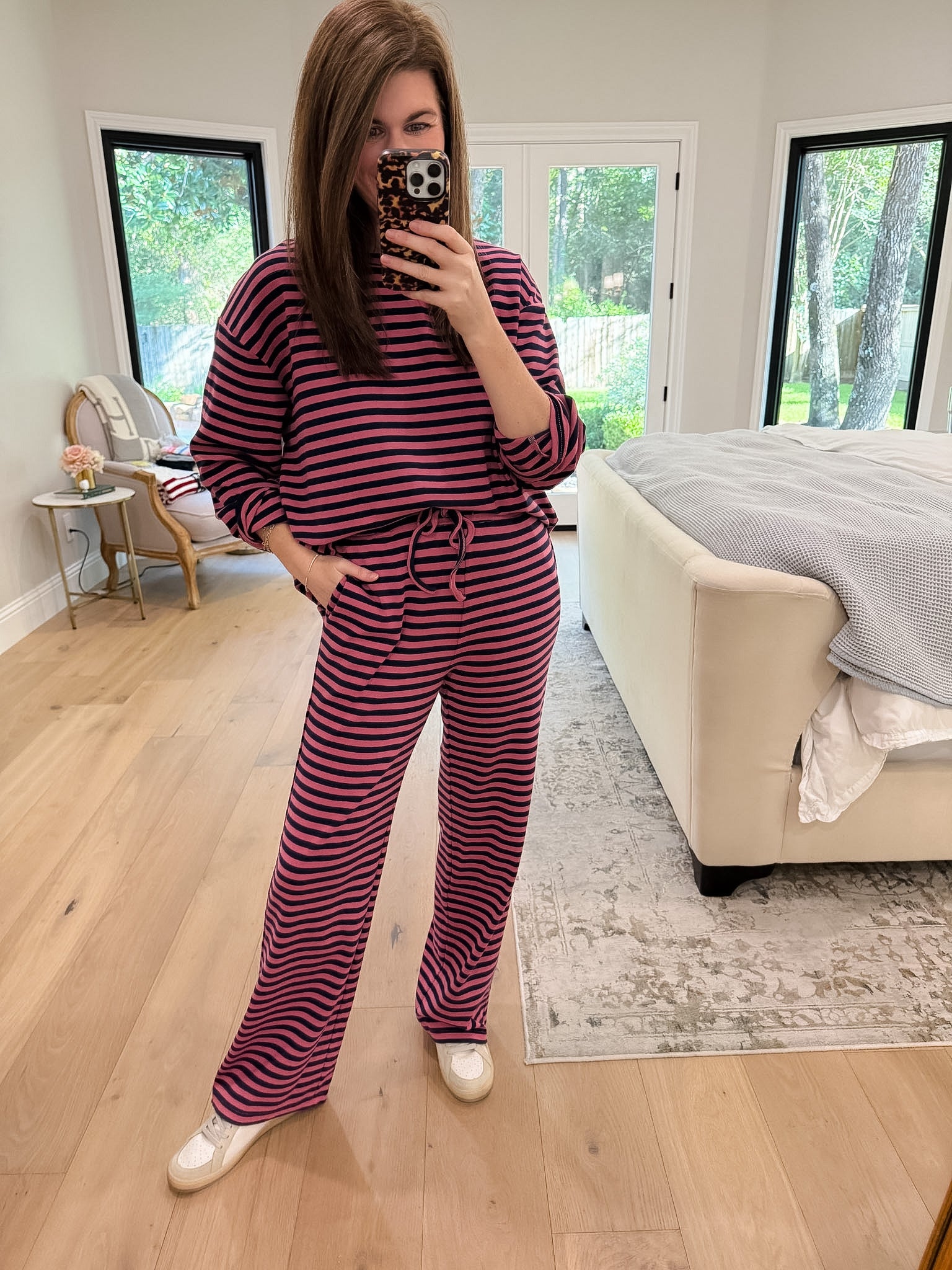 No Rush Needed Set in Navy/Pink