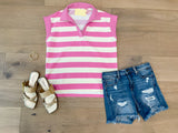 Love That Lasts Striped Collared Top in Pink