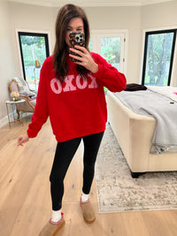 XOXO Gingham Mock Neck Pullover in Red