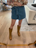 Braided Edge Denim Skort