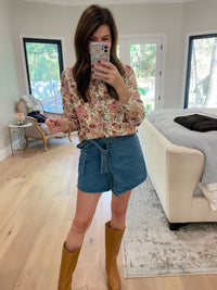 Braided Edge Denim Skort