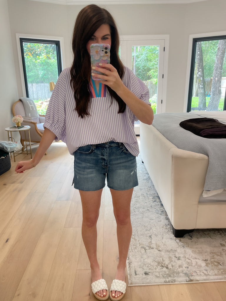 Ocean Escape Striped Top in Lavender