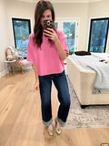 Easy Joy Short Sleeve Sweater in Pink